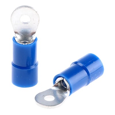 RS PRO Insulated Ring Terminal M2 Stud Size, 16 AWG to 14 AWG Wire Size, Vinyl Insulation, Blue E245391 613-9407