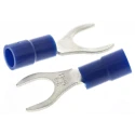 RS PRO AVY Insulated Crimp Spade Connector 16 AWG to 14 AWG, M8 Stud Size, Vinyl Insulation, Blue 613-9558