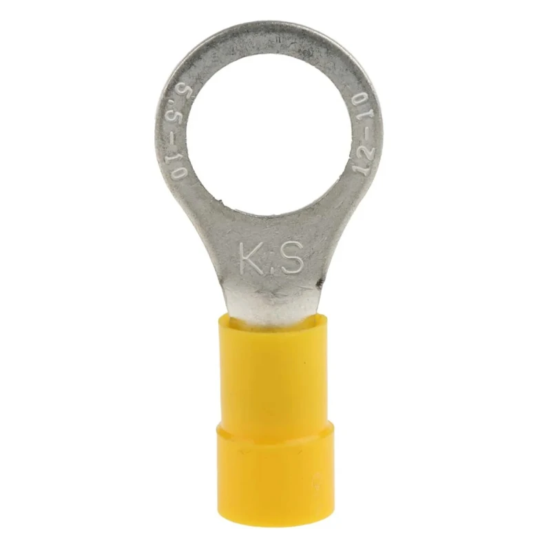 RS PRO Insulated Ring Terminal M10 Stud Size 12 AWG to 10 AWG Wire Size Yellow Vinyl E245391 613-9457