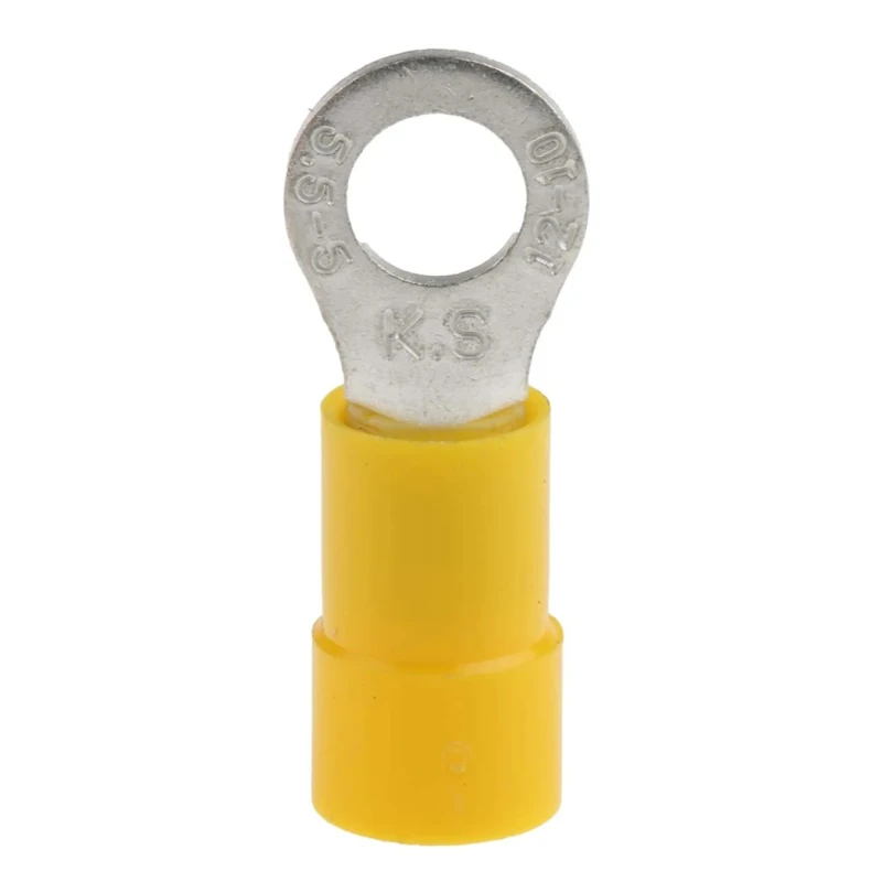 RS PRO Insulated Vinyl Ring Terminal M5 Stud Size 12 AWG to 10 AWG Yellow E245391 613-9659