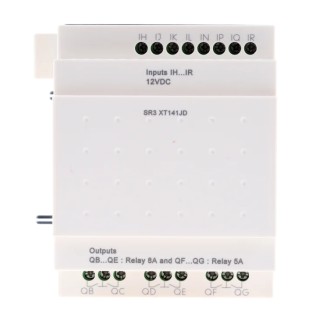 Schneider Electric Zelio Logic I/O Module, 8-Input Discrete Inputs, 6 Relay Outputs, 12V DC, 8A Output Current SR3XT141JD