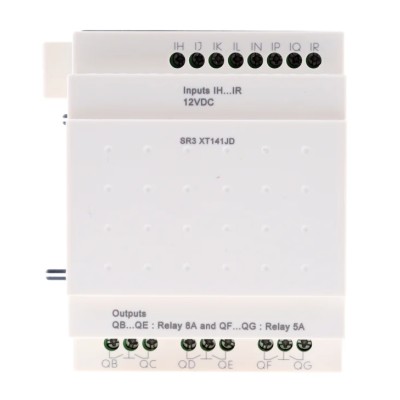 Schneider Electric Zelio Logic I/O Module, 8-Input Discrete Inputs, 6 Relay Outputs, 12V DC, 8A Output Current SR3XT141JD