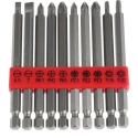 RS PRO Screwdriver Bit Set Phillips Pozidriv Slotted Torx Driver Bits 100mm 10 Pieces 615-9186