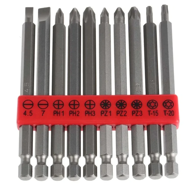 RS PRO Screwdriver Bit Set Phillips Pozidriv Slotted Torx Driver Bits 100mm 10 Pieces 615-9186