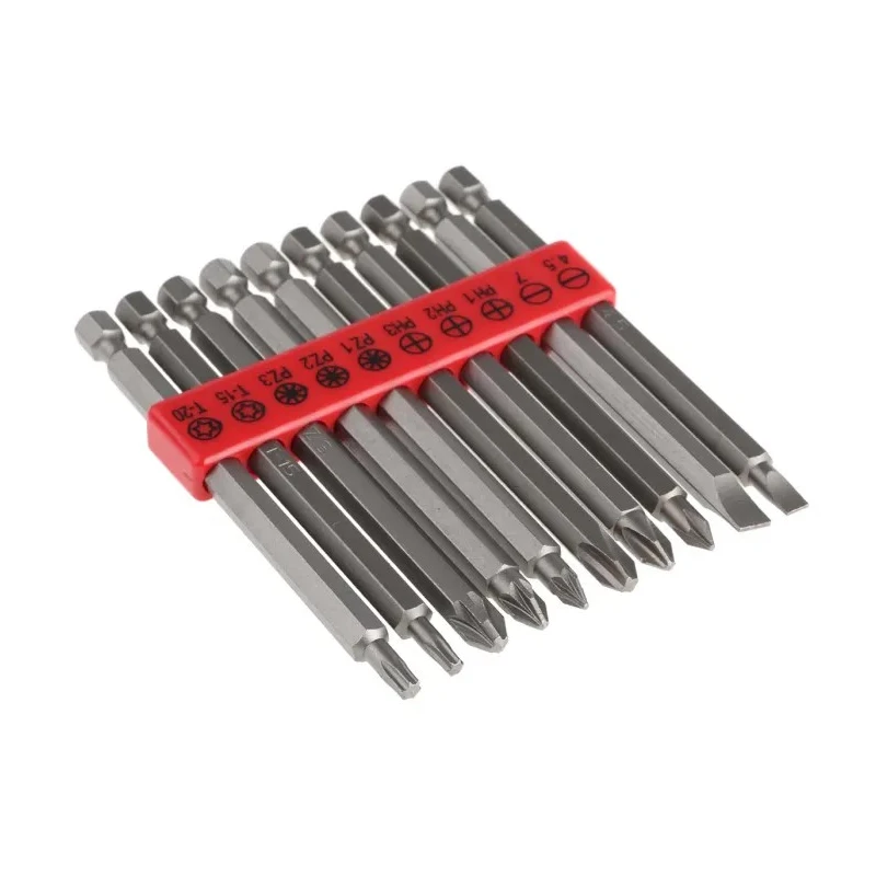 RS PRO Screwdriver Bit Set Phillips Pozidriv Slotted Torx Driver Bits 100mm 10 Pieces 615-9186