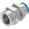 Festo QSSF Series Pneumatic Fitting 8mm Push-in Tube to 1/8 in Female G Thread Brass Nickel Finish QSSF-1/8-8-B