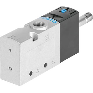 Festo Pneumatic Solenoid Valve 3/2 NC Solenoid G Inline 3-Port 10 bar 1600 L/min Die Cast Aluminium VUVS-LT30-M32C-MD-G38-F8