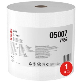 WYPALL 1 Ply Roll Paper Hand Towels 750 Sheets, L40+ Power Clean Series 7452
