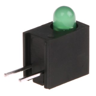 Kingbright Green Right Angle PCB LED Indicator 3 mm (T-1) 2.5 V 30mA Luminous Intensity 20mcd L-710A8EW/1GD