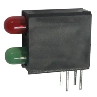 Kingbright Green, Red Right Angle PCB LED Indicator 3 mm (T-1), 2 LEDs 2.5 V Multicolour L-710A8GE/1I1GD-RV