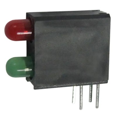 Kingbright Green, Red Right Angle PCB LED Indicator 3 mm (T-1), 2 LEDs 2.5 V Multicolour L-710A8GE/1I1GD-RV