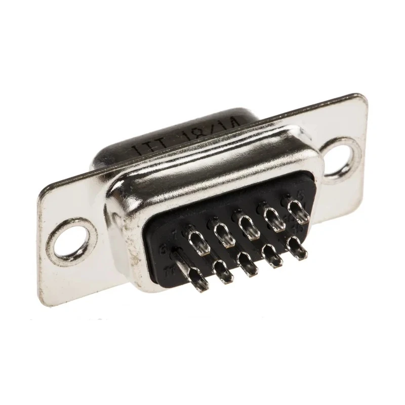 ITT Cannon Panel Mount D-Sub Connector Female 15 Way Straight 2.29 mm Pitch Steel Housing Solder Termination ZDEA-15S
