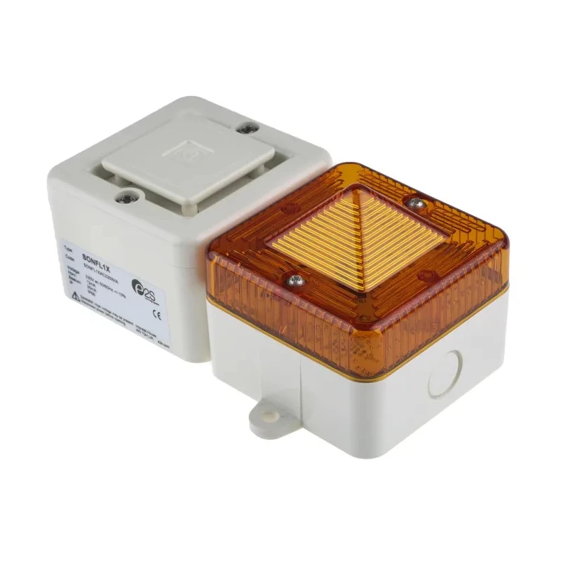 e2s SONFL1X Series Amber Sounder-Beacon Combination IP66 230V AC 100 dB Electronic SONFL1XAC230W/A