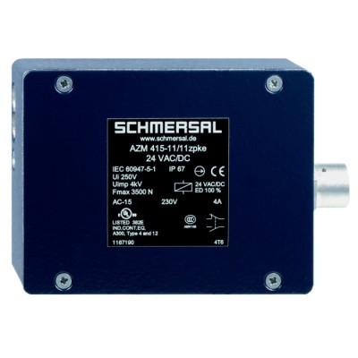 Schmersal Solenoid Interlock Switch Power to Unlock 24V AC/DC 10W Metal Housing IP67 AZM 415 AZM415-11/11 ZPKE 24VAC/DC-M20