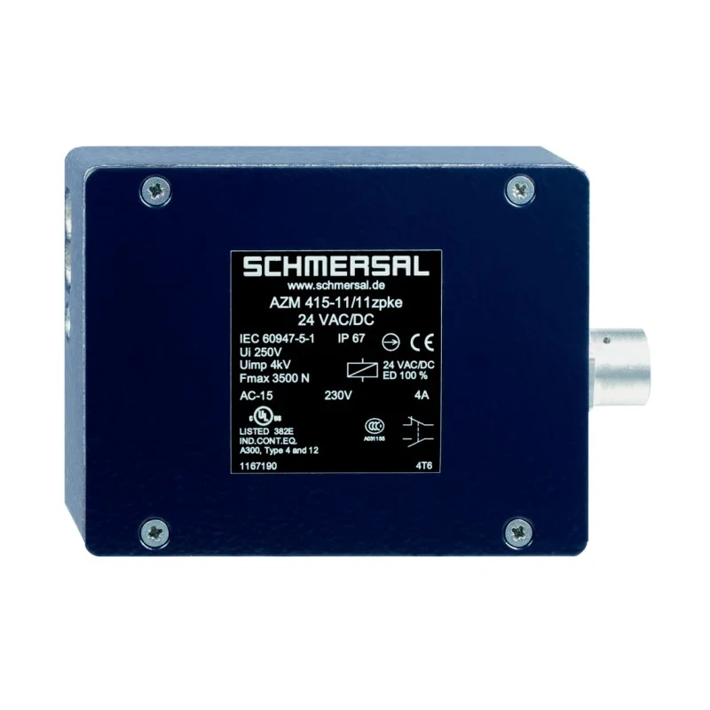 Schmersal Solenoid Interlock Switch Power to Unlock 24V AC/DC 10W Metal Housing IP67 AZM 415 AZM415-11/11 ZPKE 24VAC/DC-M20