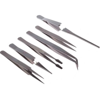 RS PRO Stainless Steel ESD Safe Tweezer Set 6 Pieces with PVC Pouch 618-8386