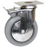 Guitel Hervieu Braked Swivel Castor with 100 mm Rubber Wheel, 80 kg Capacity, Chrome Plated Steel Frame 165311420