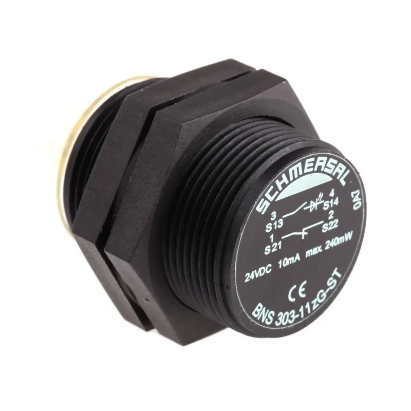 Schmersal Magnetic Safety Switch, Cylindrical Plastic Housing, 24V DC, NC/NO Contacts, M12 Connector BNS303