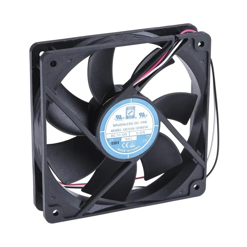 RS PRO OD1225 Series Axial Fan 12V DC 5W 370mA 151.2 m³/h 120mm x 120mm x 25mm OD1225