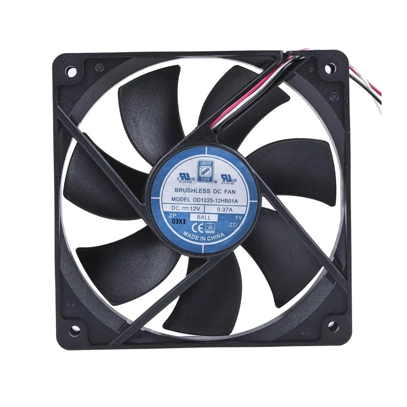 RS PRO OD1225 Series Axial Fan 12V DC 5W 370mA 151.2 m³/h 120mm x 120mm x 25mm OD1225