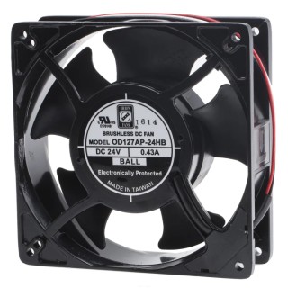 RS PRO OD127AP Series Axial Fan 24V DC 10.6W 237.9m³/h Air Flow 127mm Square Frame Ball Bearing OD127AP