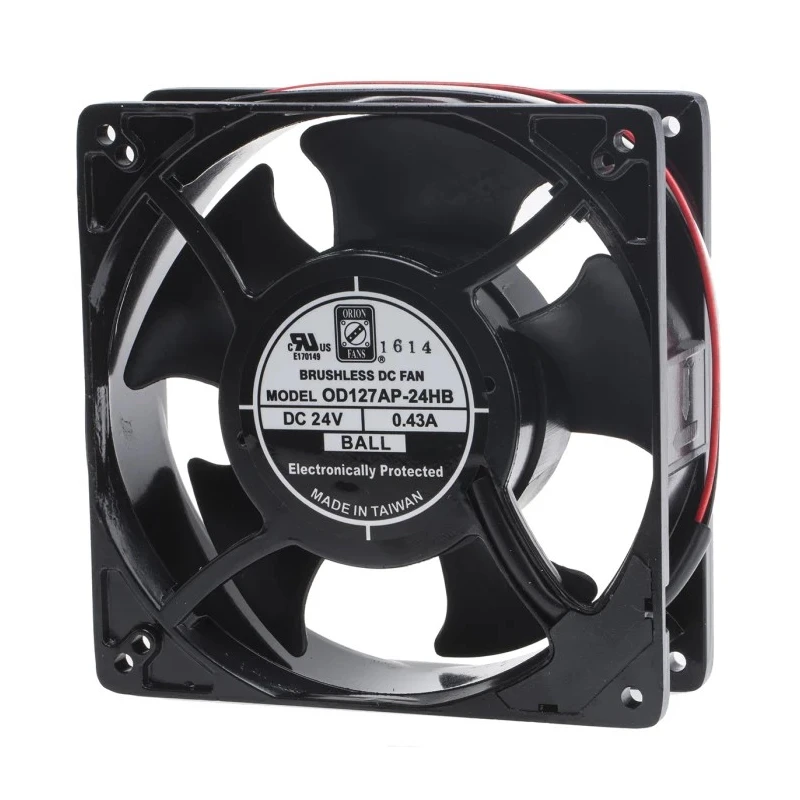 RS PRO OD127AP Series Axial Fan 24V DC 10.6W 237.9m³/h Air Flow 127mm Square Frame Ball Bearing OD127AP