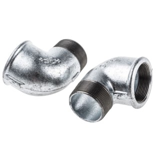 Georg Fischer Galvanised Malleable Iron Fitting 90° Elbow Male 2 in to Female 2 in 770092209