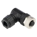 Amphenol Industrial Circular Connector Cable Mount Socket Female, M12 Size, 12 Contacts, IP67, 30V, 1.5A, Gold Plated SR7001