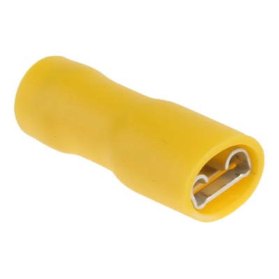 RS PRO Yellow Insulated Female Spade Connector Crimp 6.35 x 0.8 mm Tab Size 12 AWG to 10 AWG 624-1190