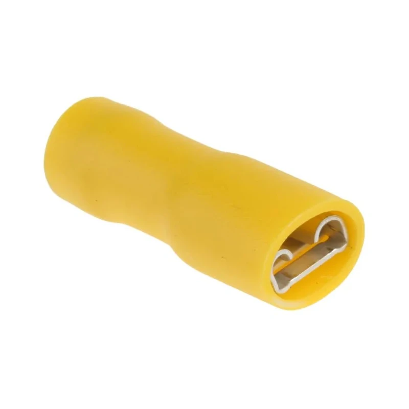 RS PRO Yellow Insulated Female Spade Connector Crimp 6.35 x 0.8 mm Tab Size 12 AWG to 10 AWG 624-1190