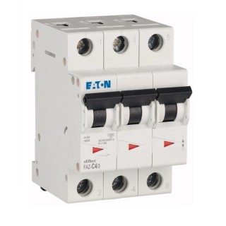 Eaton Miniature Circuit Breaker 3 Poles 4A C Curve 400V ac 60V dc 10kA Breaking Capacity 278865 FAZ-C4/3