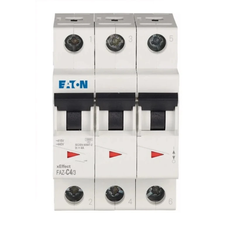 Eaton Miniature Circuit Breaker 3 Poles 4A C Curve 400V ac 60V dc 10kA Breaking Capacity 278865 FAZ-C4/3