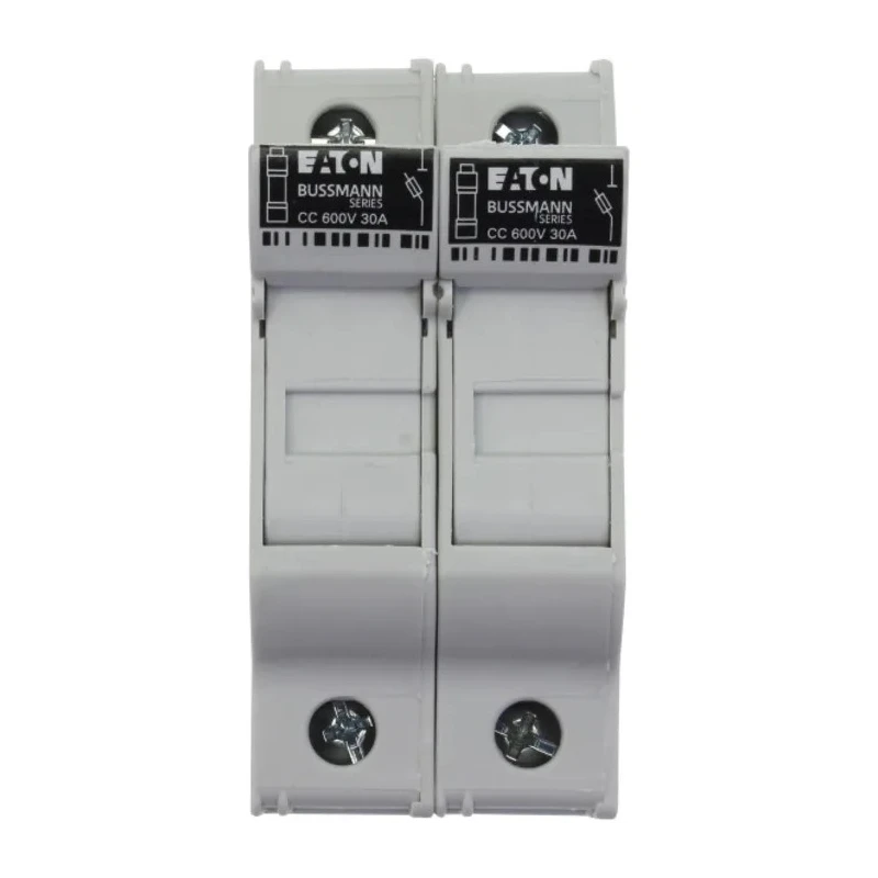 Eaton Rail Mount Fuse Holder 30A 600V AC Screw Terminal 2-Pole DIN 35 mm CHCC2DU