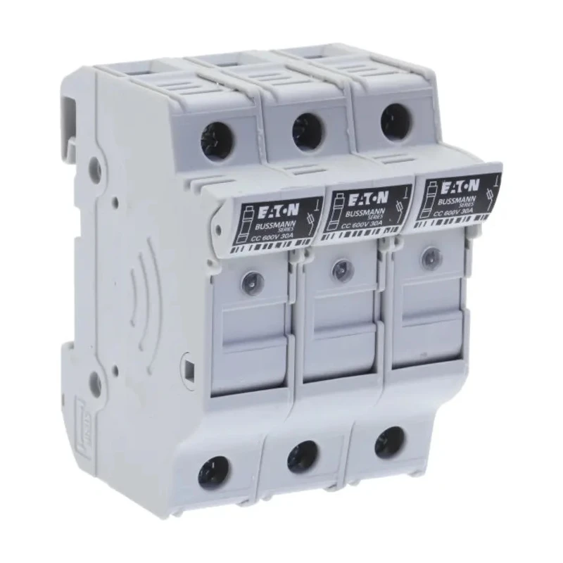 Eaton Rail Mount Fuse Holder 30A 600V AC Screw Terminal 2-Pole DIN 35 mm CHCC2DU