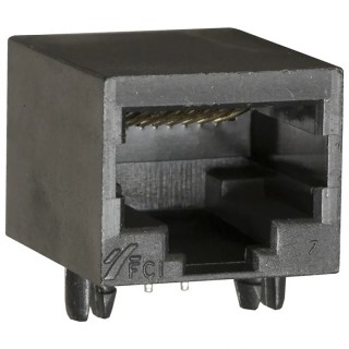 Amphenol Communications Solutions 54602 Series RJ45 Connector Female, Through Hole, Cat5, Cat3 Unshielded Right 54602-908LF