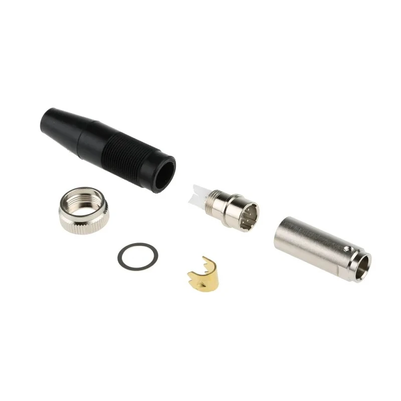 Hirose Miniature Circular Connector, Cable Mount, 6 Contacts, Male Plug, Gold-Plated Brass, 100-140 V, 1A SR30
