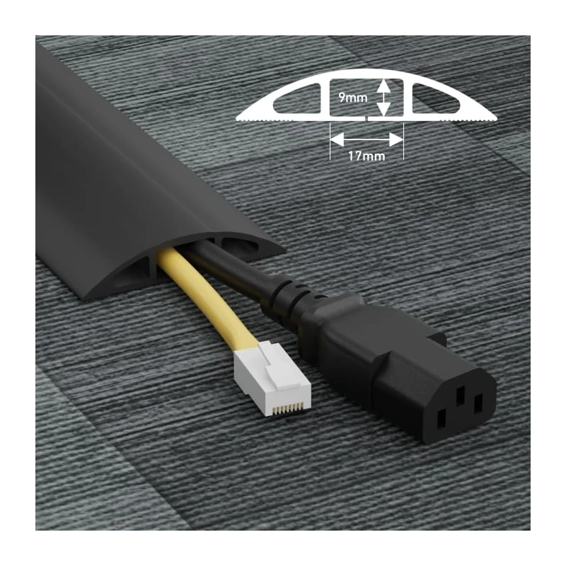 RS PRO 9 m Black Cable Cover in Polyvinyl Chloride, 17 mm ID 182-3868
