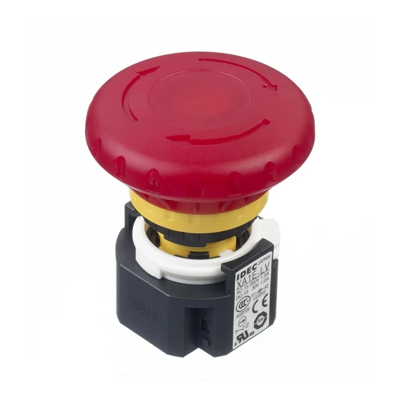 Idec XA Series Twist Release Illuminated Emergency Stop Push Button, Panel Mount, 16 mm Cutout, 1 NO 3 NC, IP65 