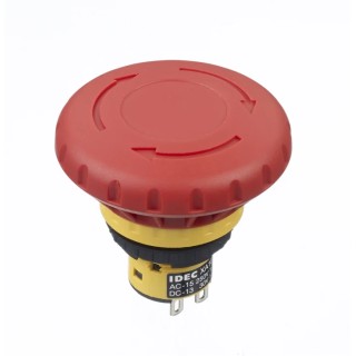 Idec XA Series Twist Release Emergency Stop Push Button, Panel Mount, 16 mm Cutout, 2 NC, IP65, IP40 XA1E-BV4U02R