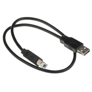 RS PRO IC Socket USB Cable Male USB Type A to Male USB B USB 2.0 Black 500 mm 182-8547