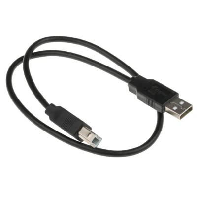 RS PRO IC Socket USB Cable Male USB Type A to Male USB B USB 2.0 Black 500 mm 182-8547