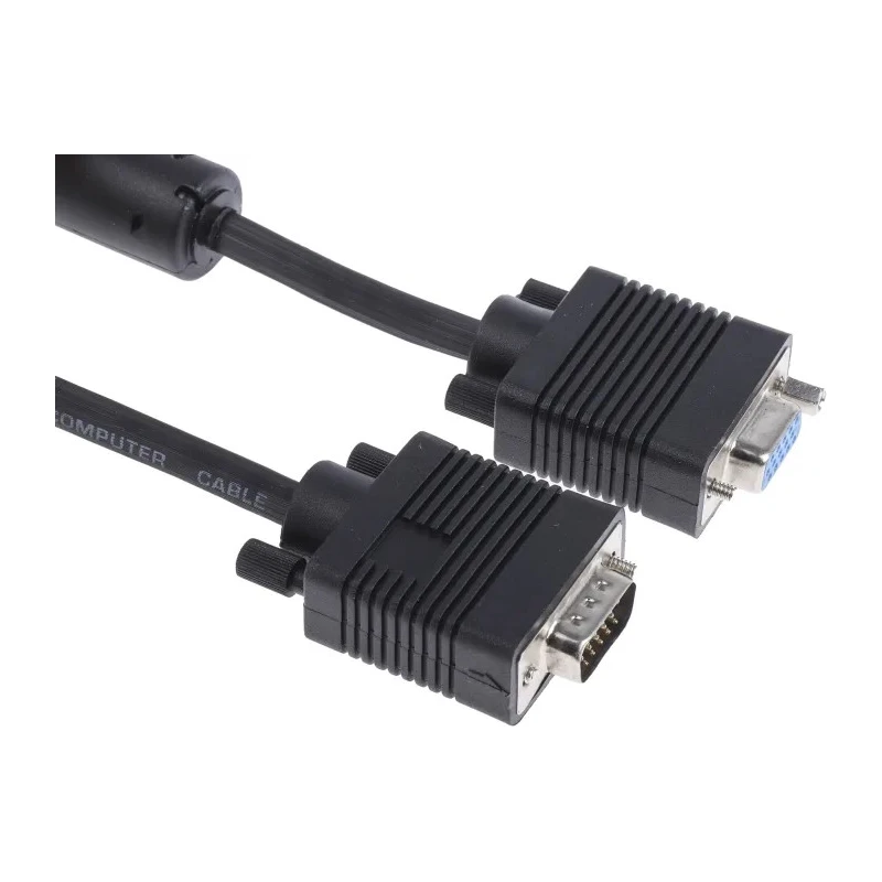 RS PRO Male VGA to Female VGA Cable, 2 m Black 182-8538