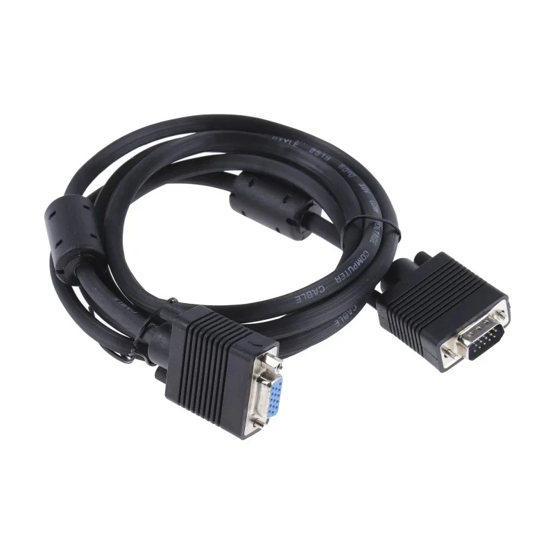 RS PRO Male VGA to Female VGA Cable, 2 m Black 182-8538