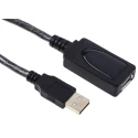RS PRO USB 2.0 Active Extension Cable Male USB Type A to Female USB Type A Black 12m 182-8835