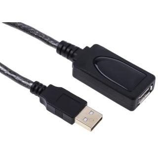 RS PRO USB 2.0 Active Extension Cable Male USB Type A to Female USB Type A Black 12m 182-8835