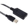 RS PRO USB 2.0 Active Extension Cable Male USB Type A to Female USB Type A Black 12m 182-8835
