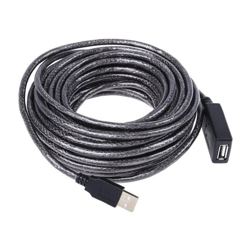 RS PRO USB 2.0 Active Extension Cable Male USB Type A to Female USB Type A Black 12m 182-8835