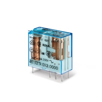 Finder PCB Power Relay 12V DC Coil Voltage 8A Switching Current DPDT Model 40.52.9.012.0000