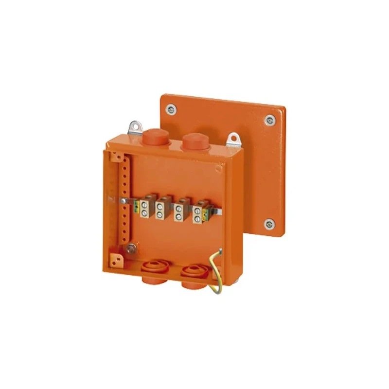 HENSEL Powder Coated Sheet Steel Junction Box, IP66, 5 Terminals, 200mm Length, 150mm Width, Black RAL 2003 Orange FK9255