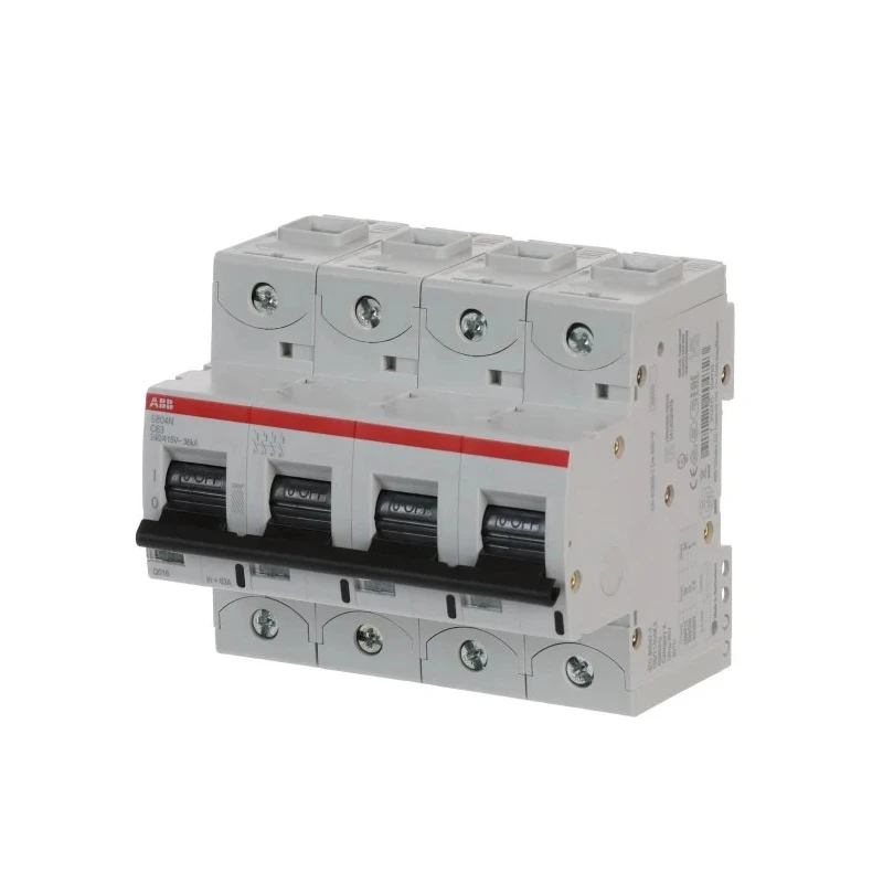 ABB High Performance S800N Miniature Circuit Breaker, 4-Pole, 63A, Type C, 400/690V AC, 375V DC, 36 kA 2CCS894001R0634